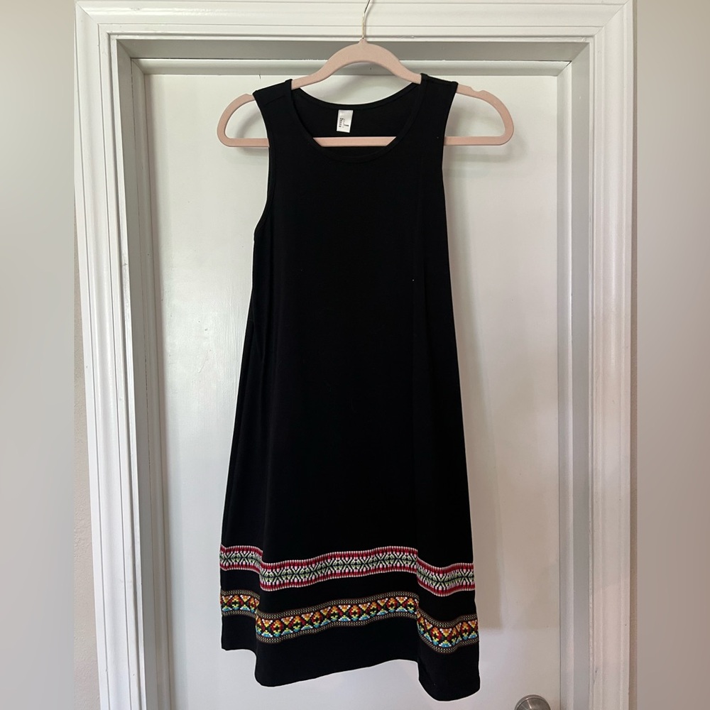 Black Dress with Multicolor Hem